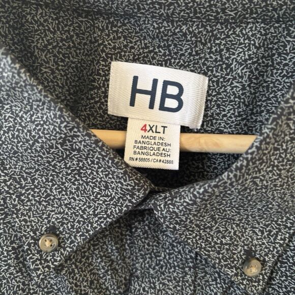 HB‎ Harbor Bay Men Button Shirt Size 4XLT Long Sleeve Abstract Office Prep City - Picture 4 of 11
